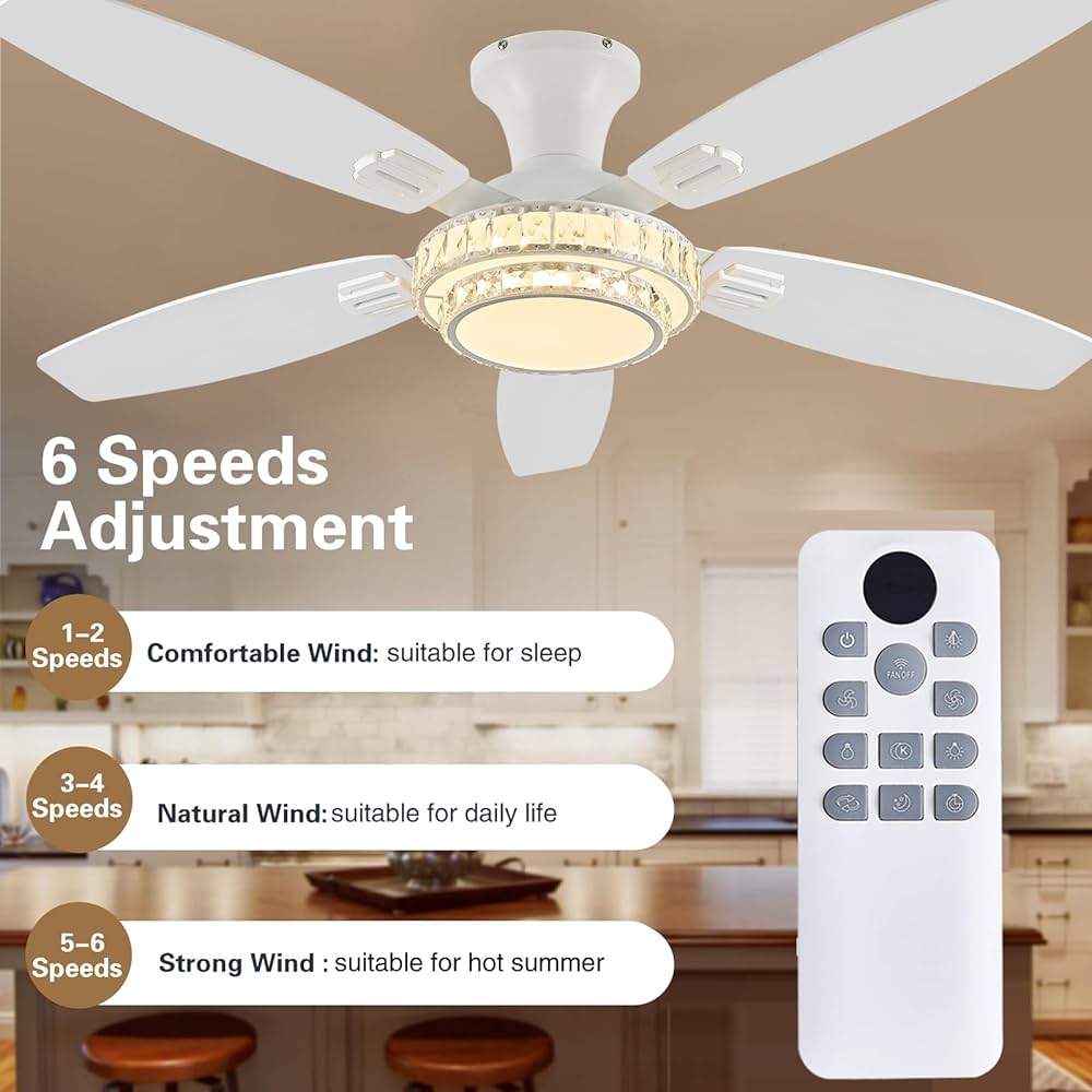 ♡ FANTASTICS Ceiling Fans with Lights-Crystal Ceiling Fan,52